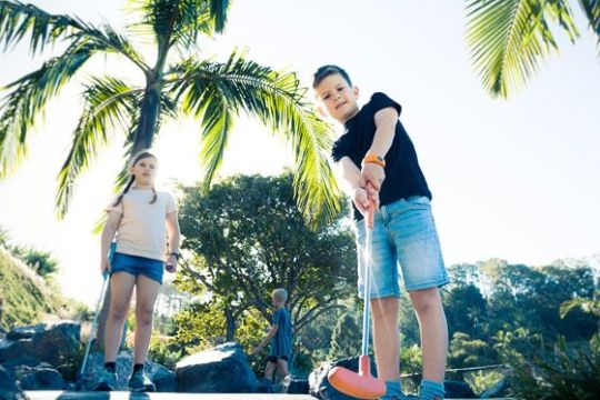 a man riding a skateboard next to a palm tree