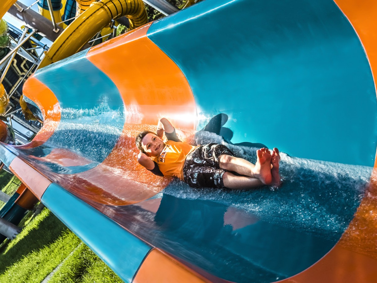 Kid on a water slide