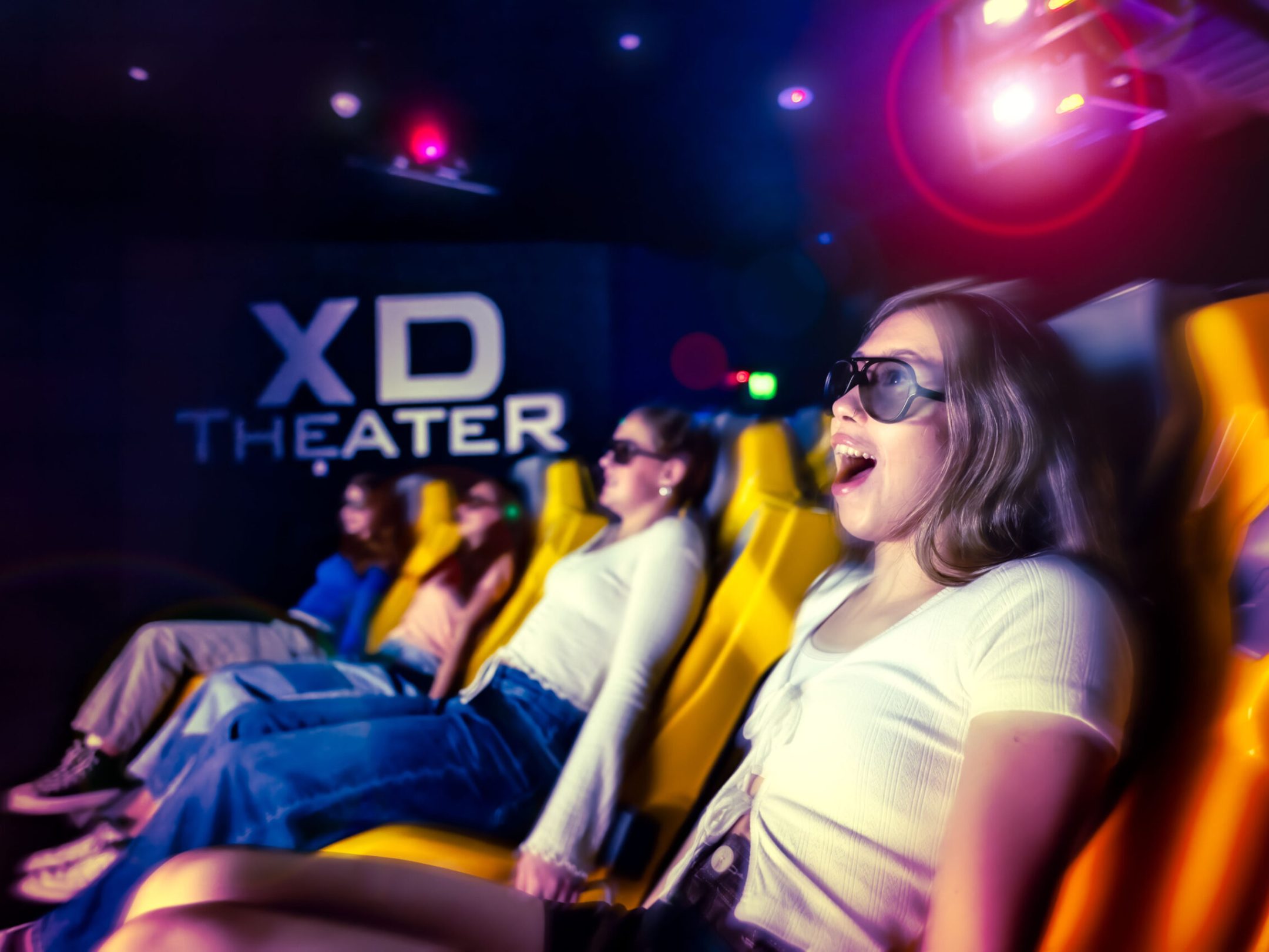 a woman sitting on a stage