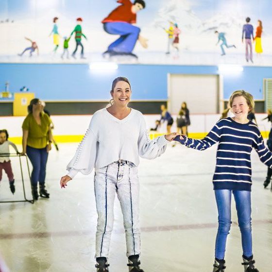 a group of people standing in a room