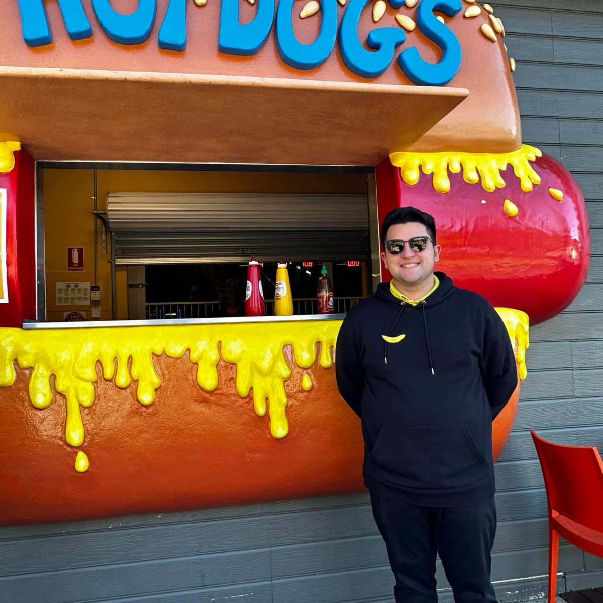 a person standing in front of a building
